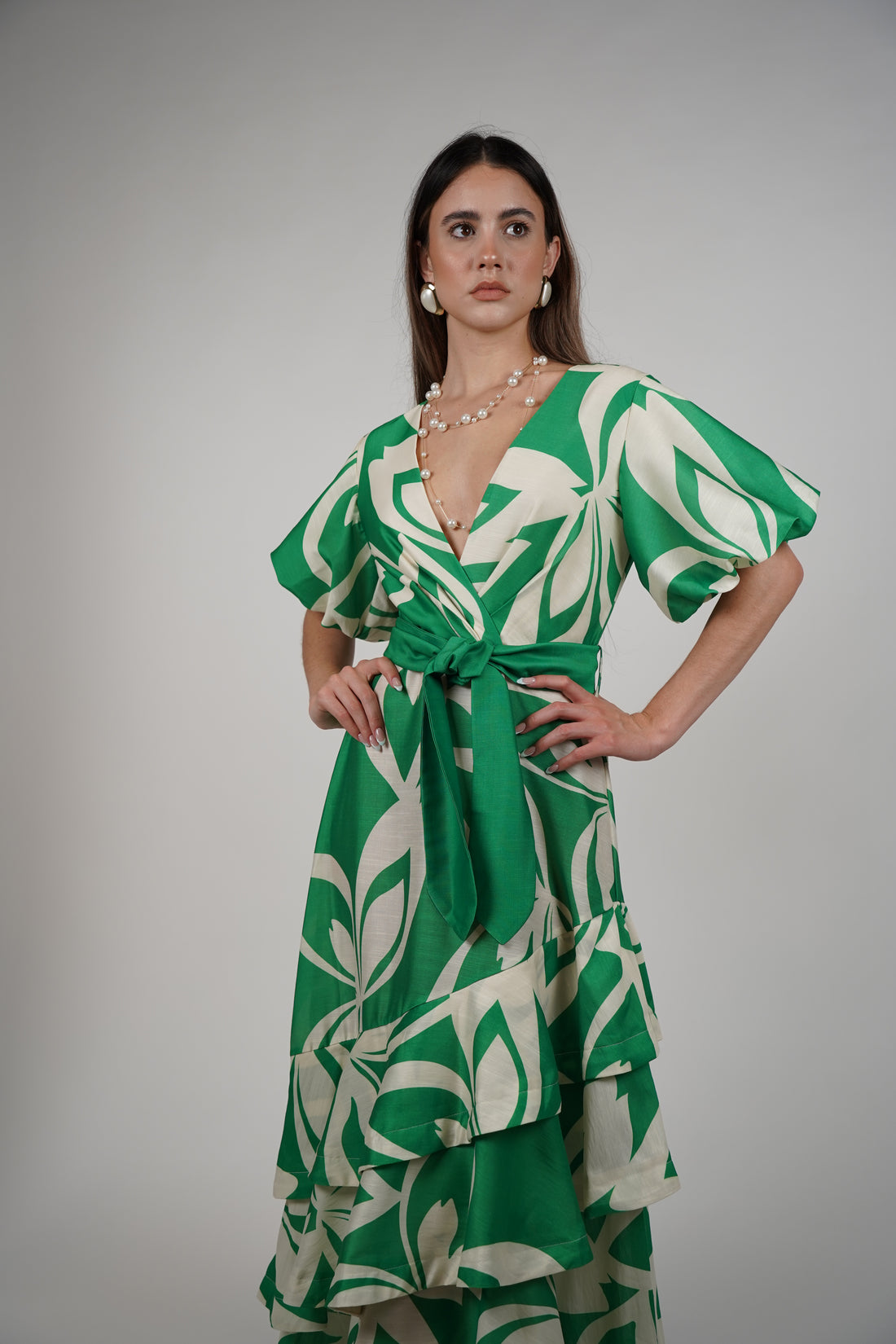 Kira Ruffle Maxi Dress – Tropical Elegance in Motion