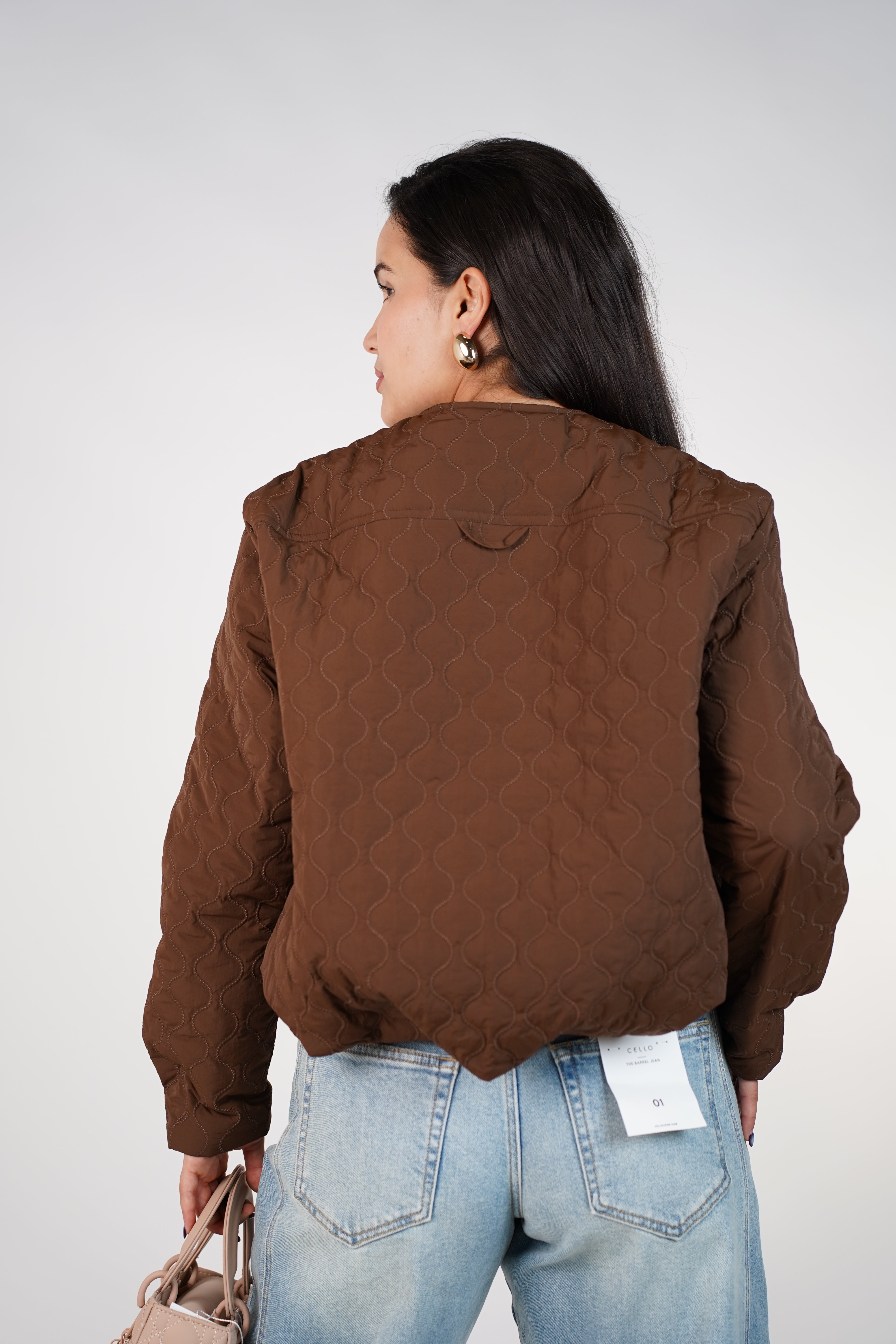 Velira Quilted Jacket – Brown Lightweight Quilted Zip Jacket