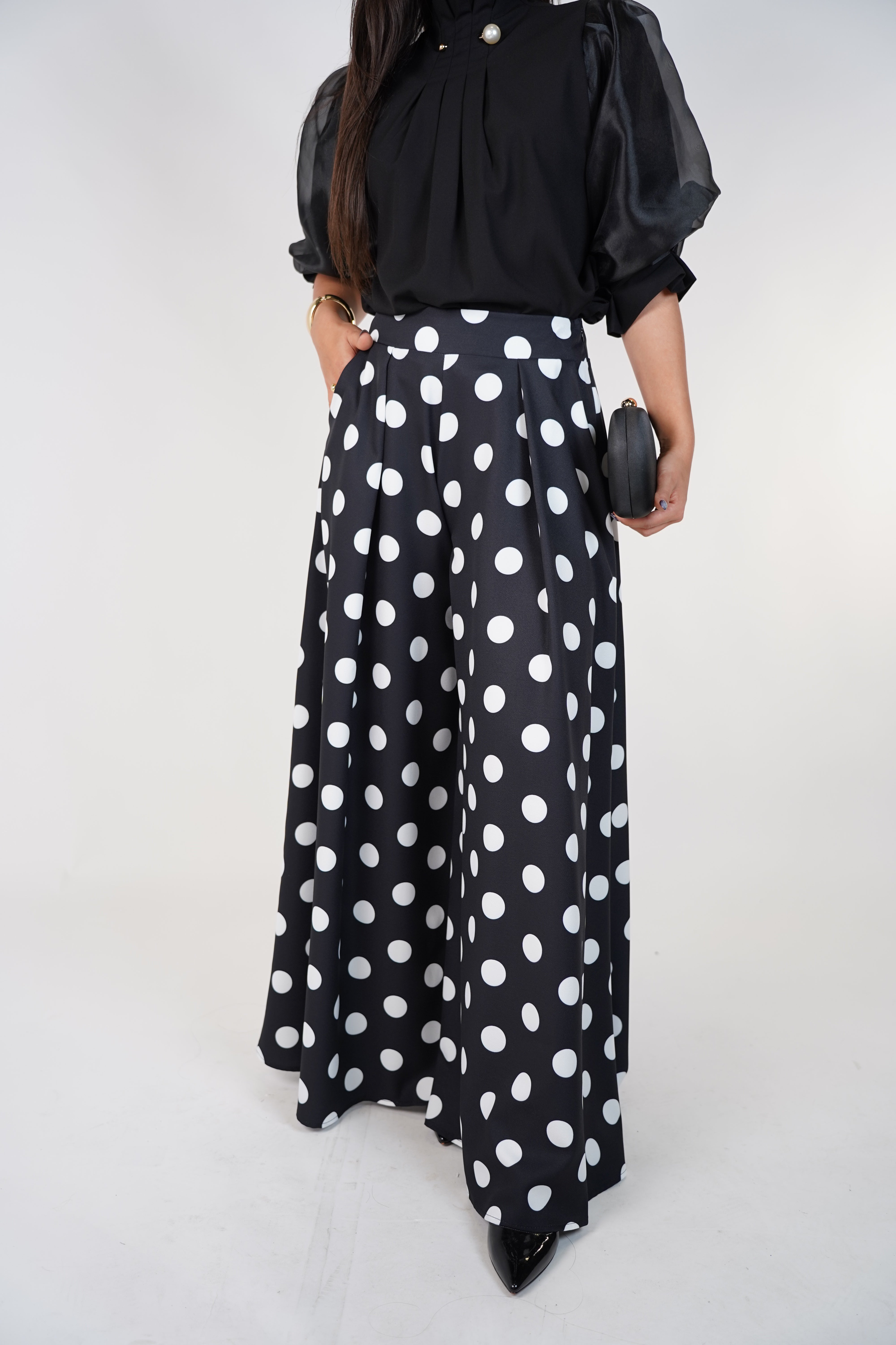 Ruby Polka Dot Palazzo Pants – Statement Volume with Retro Charm