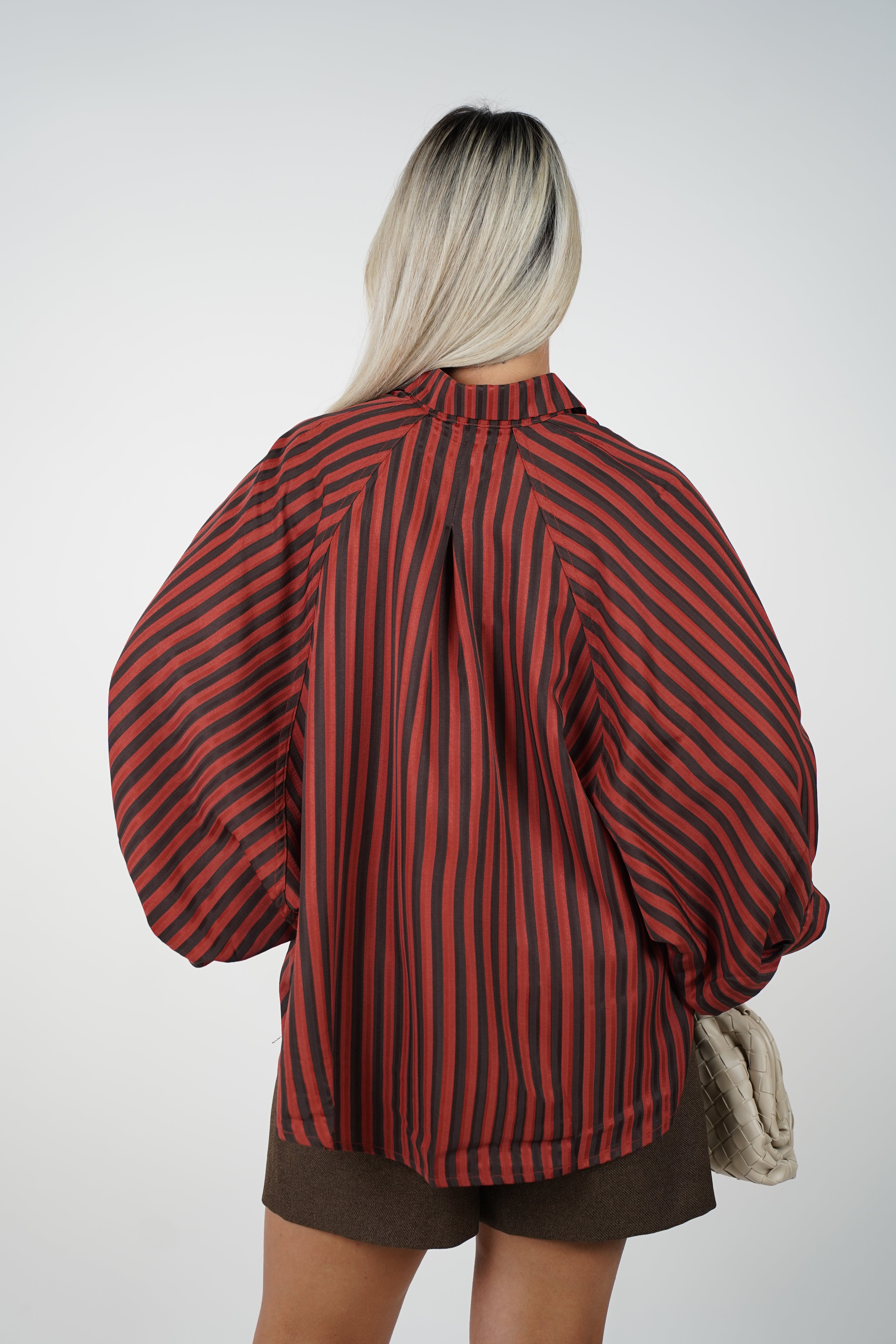 Liven Oversized Striped Button Down – Earth-Tone Flow with Retro Vibes
