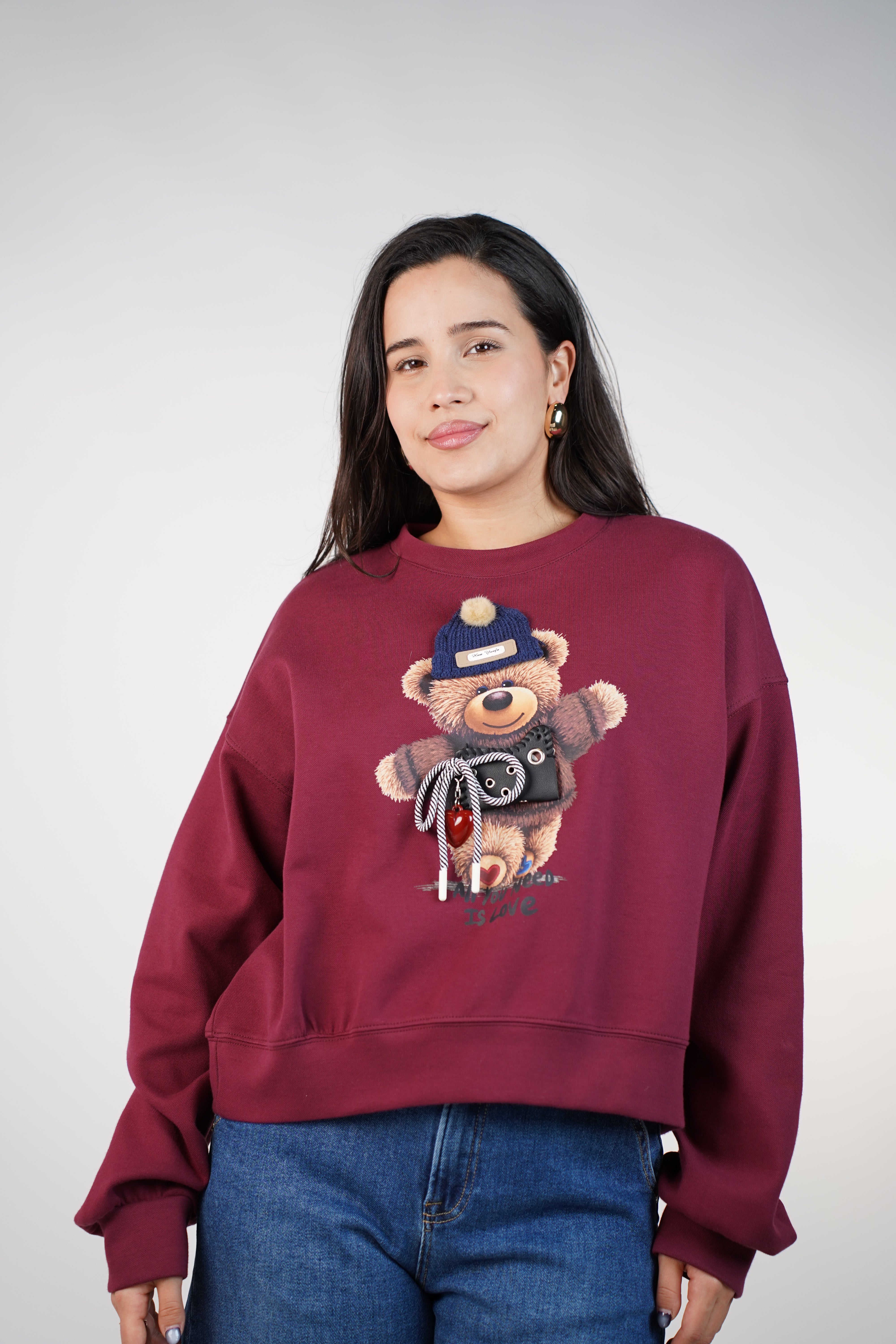 HoneyBear Heart Sweater – Sweet Cozy 3D Bear Graphic