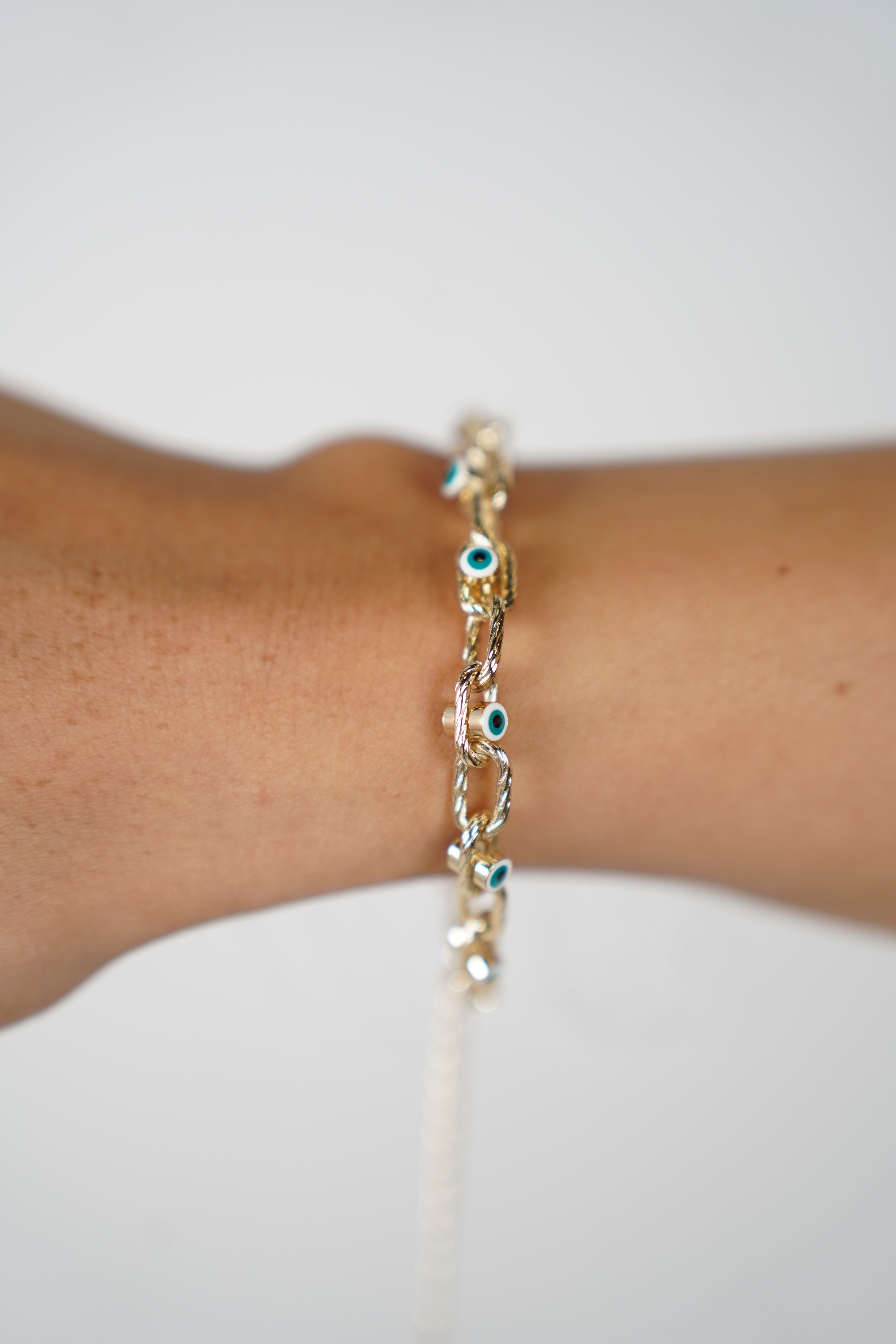 Rosie Evil Eye Bracelet – Gold Rope Chain with Protective Charms