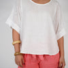 Evara Soft Top – Relaxed Blue Linen-Blend Blouse