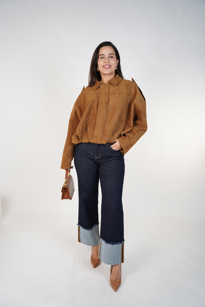 Corvia Straight Leg Jean – Dark Wash Cuffed Denim