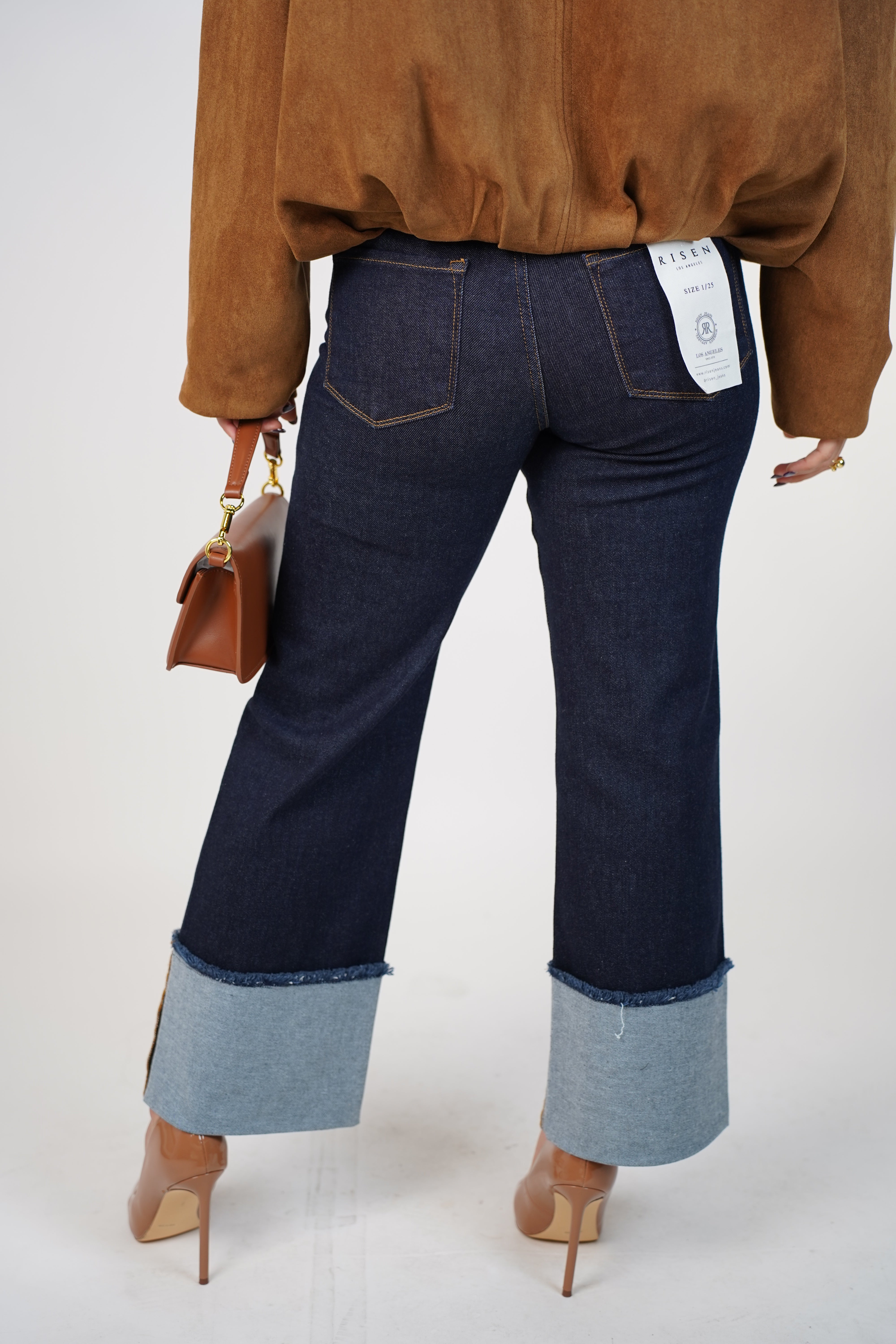 Corvia Straight Leg Jean – Dark Wash Cuffed Denim