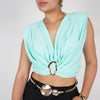 Zaley Crop Top – Draped Gold Ring Detail Top in Multiple Colors