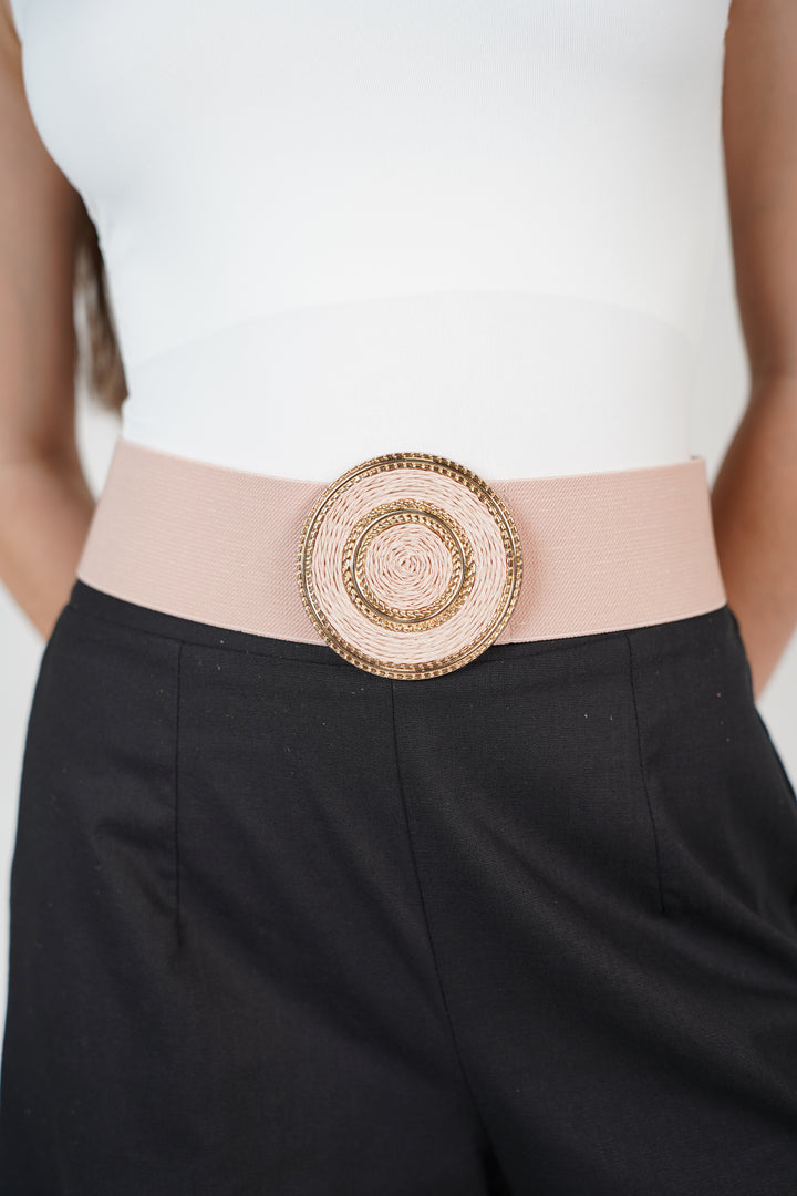 Zani Elastic Belt – Classic Stretch Belt with Textured Round Buckle