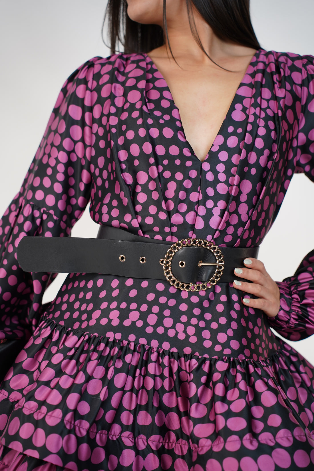 Zavelin Mini Dress – Ruffled Polka Dot Silhouette