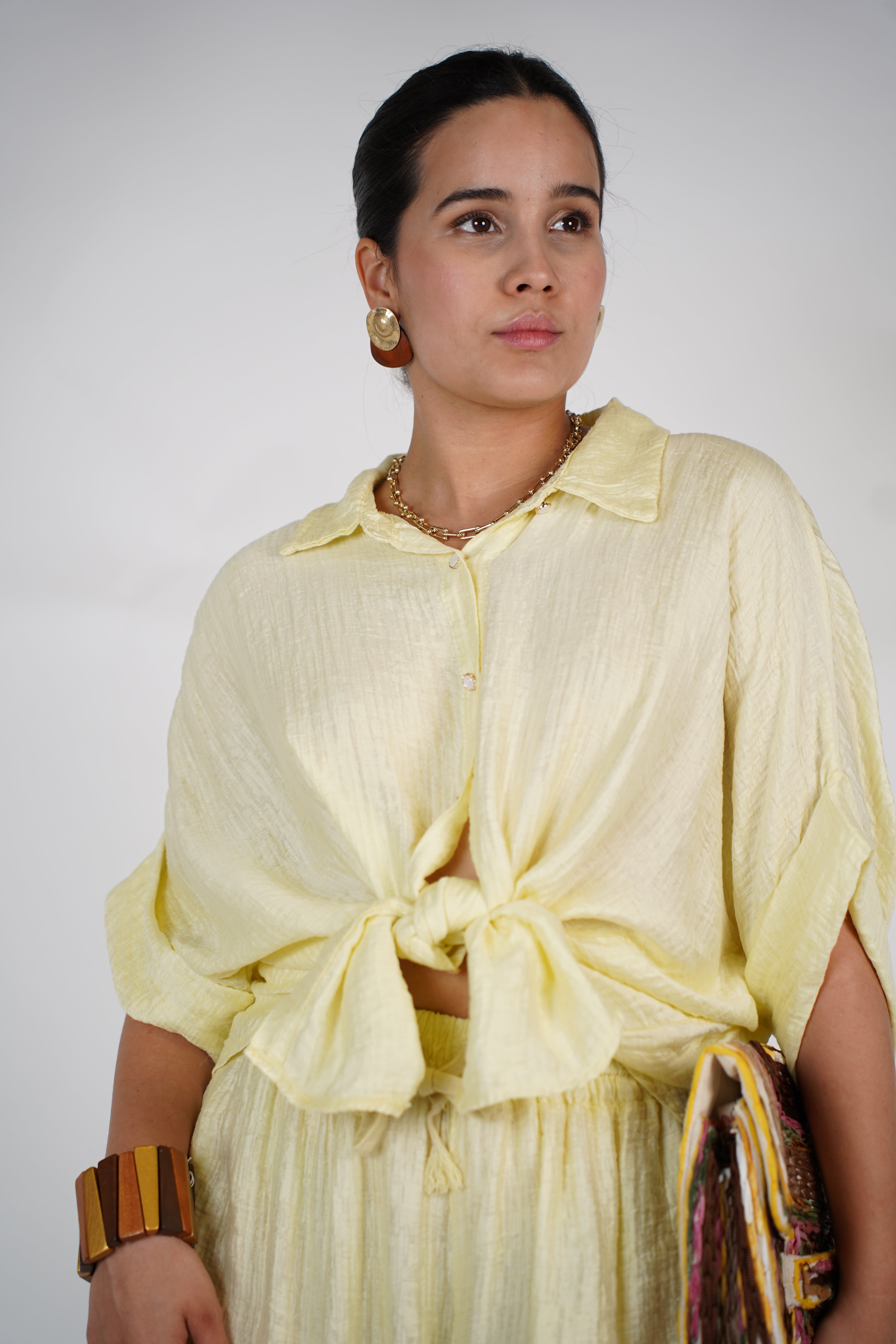 Evelyn Oversized Pants Set – Flowy Button Top & Wide-Leg Pants, One Size, Multiple Colors