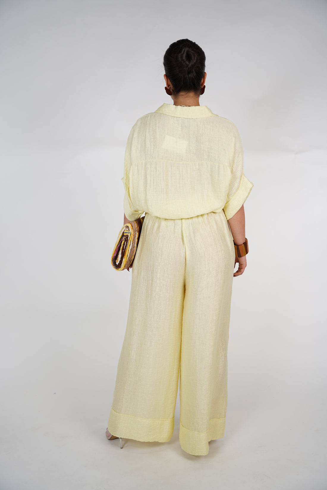 Evelyn Oversized Pants Set – Flowy Button Top & Wide-Leg Pants, One Size, Multiple Colors