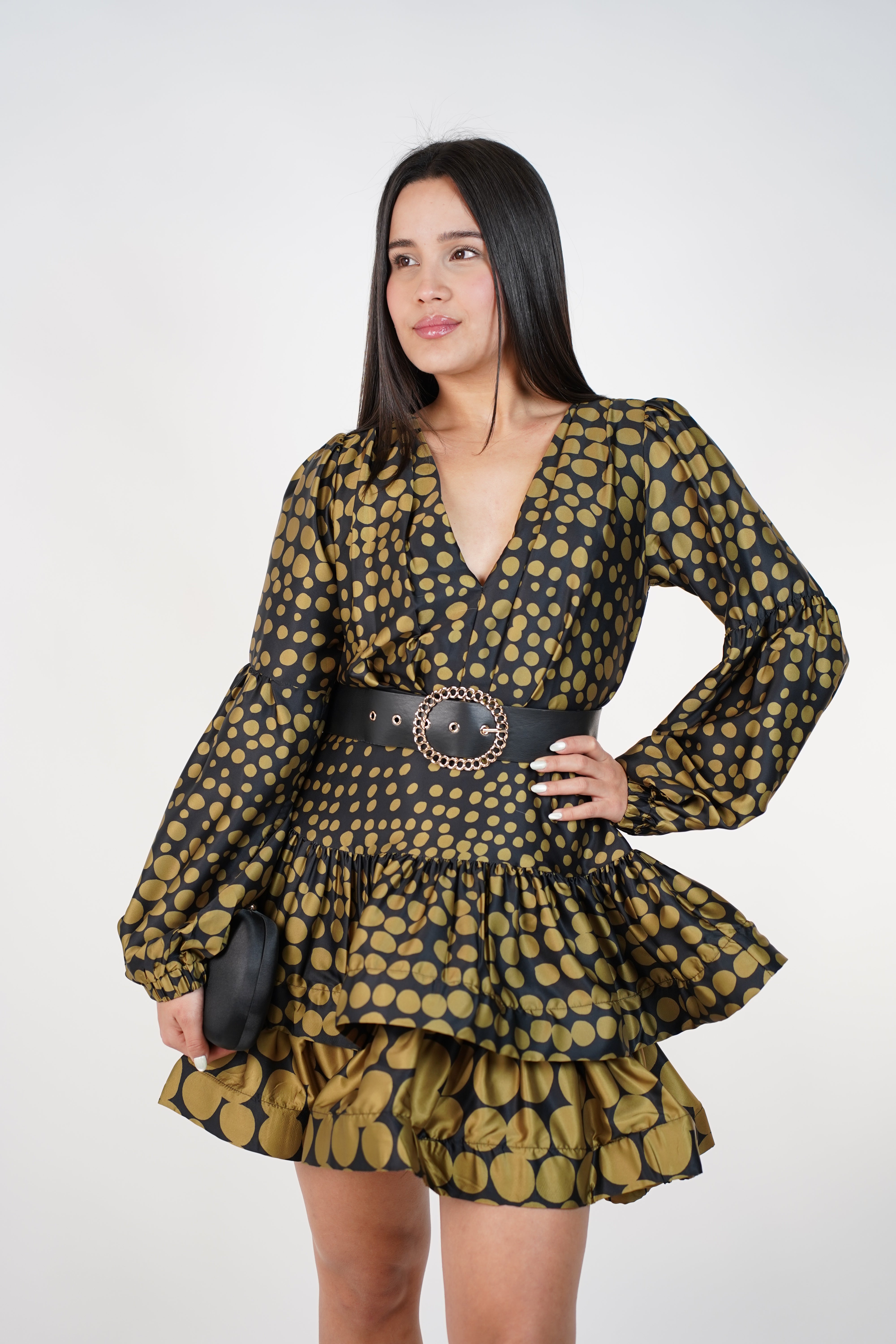 Zavelin Mini Dress – Ruffled Polka Dot Silhouette