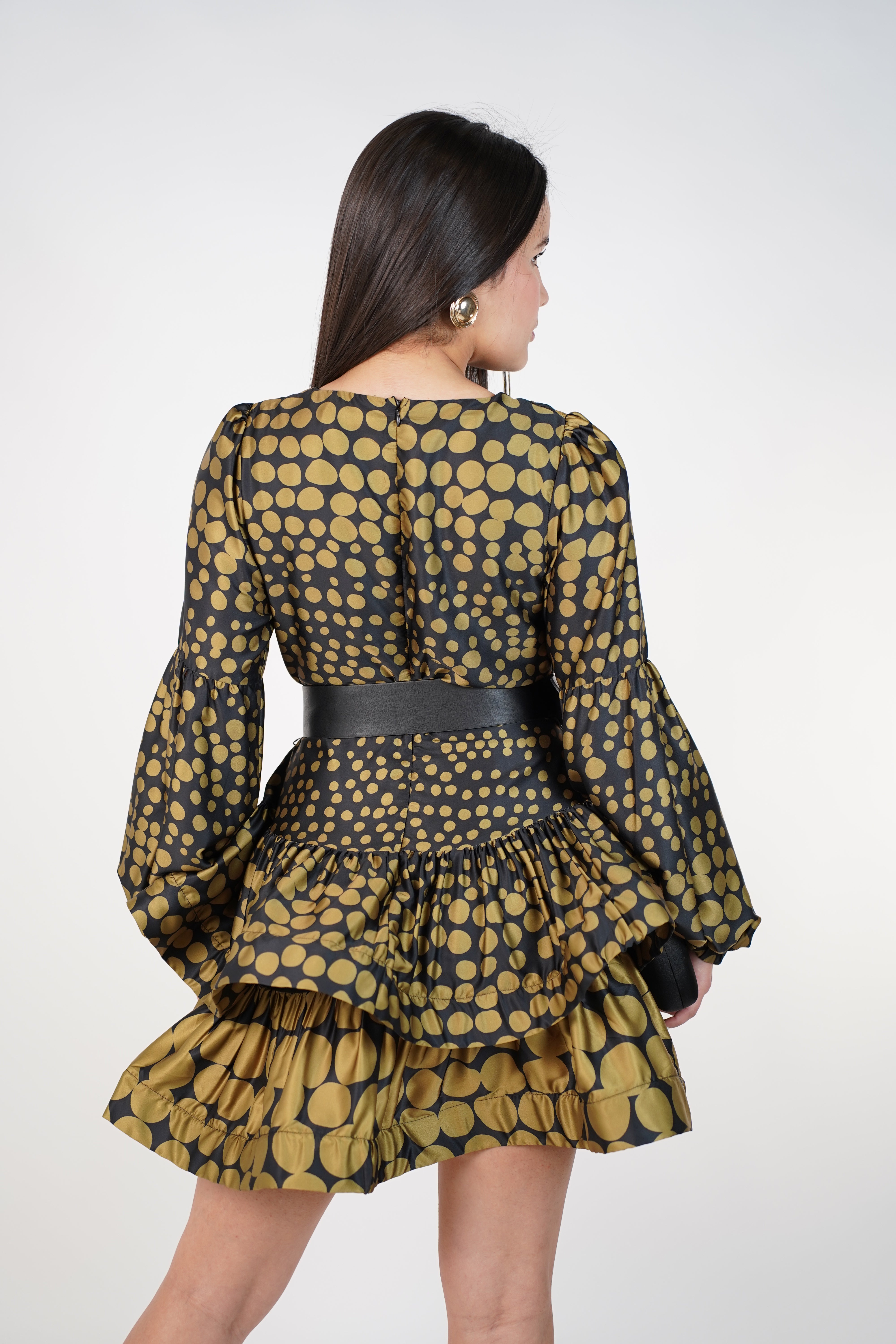 Zavelin Mini Dress – Ruffled Polka Dot Silhouette