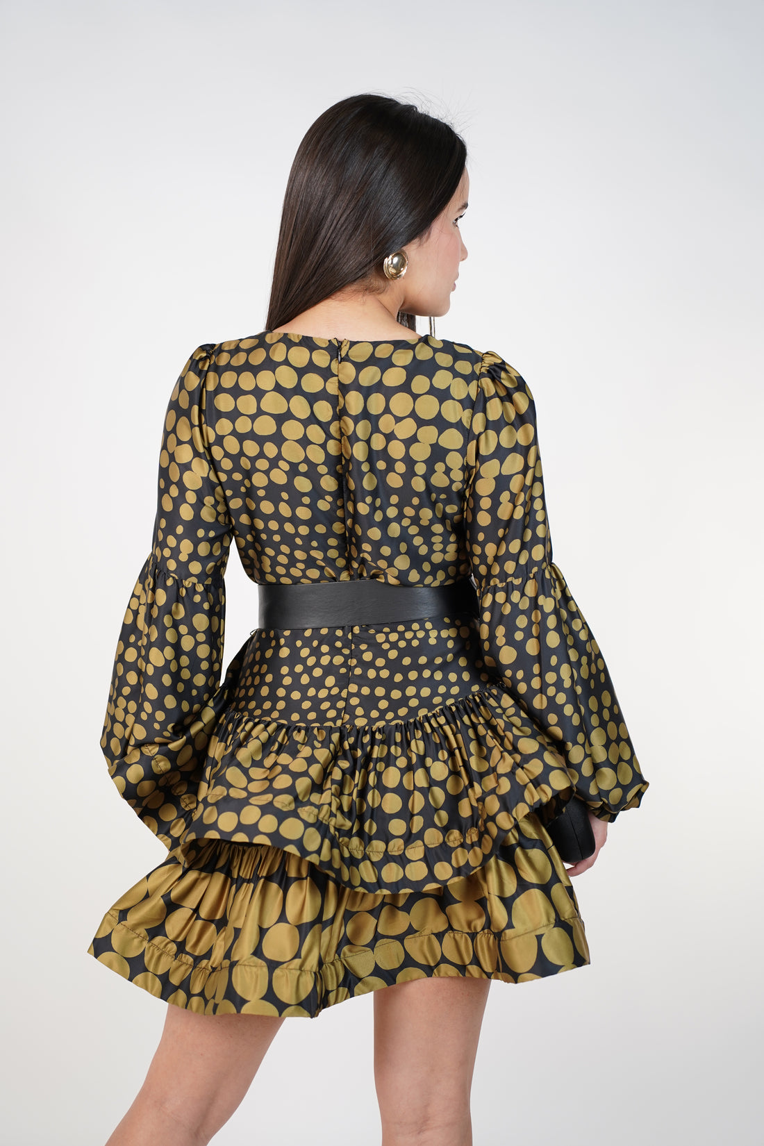 Zavelin Mini Dress – Ruffled Polka Dot Silhouette