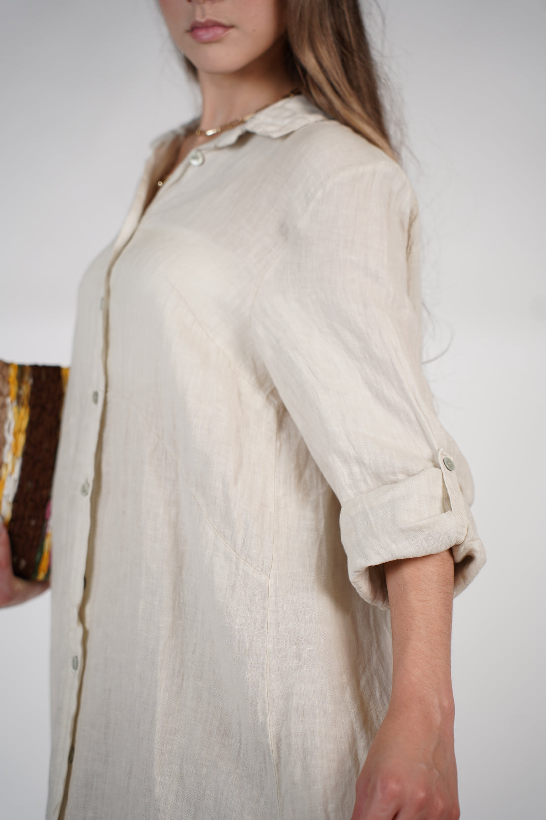Marzei Linen Maxi Dress – Button-Down Long Shirt Dress, One Size, Multiple Colors