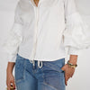 Lomie Puff Sleeve Top – White Poplin Shirt with Voluminous Sleeves