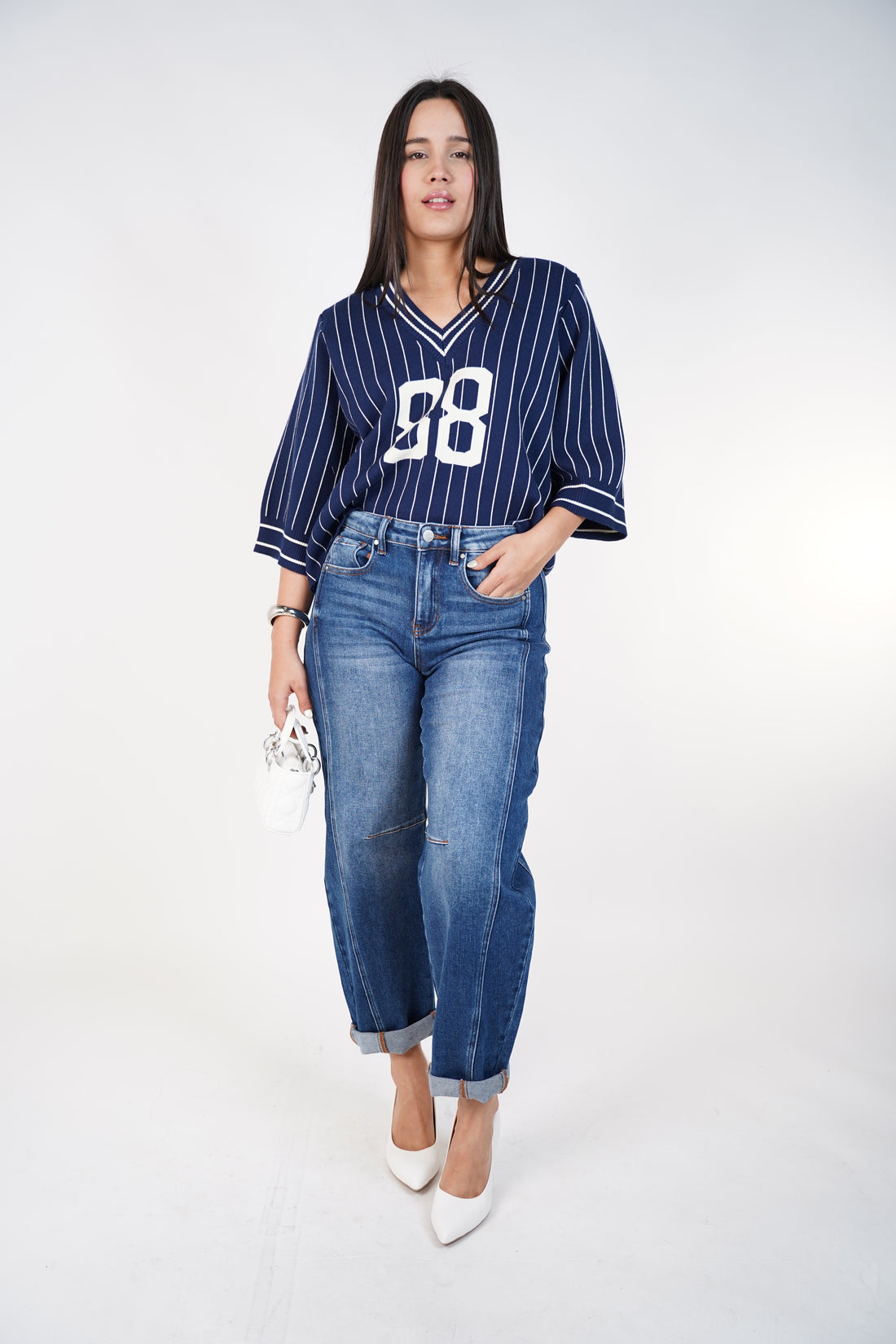 Velisse Cropped Barrel Cuffed Jeans – Relaxed Sculpted Denim
