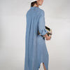 Marzei Linen Maxi Dress – Button-Down Long Shirt Dress, One Size, Multiple Colors
