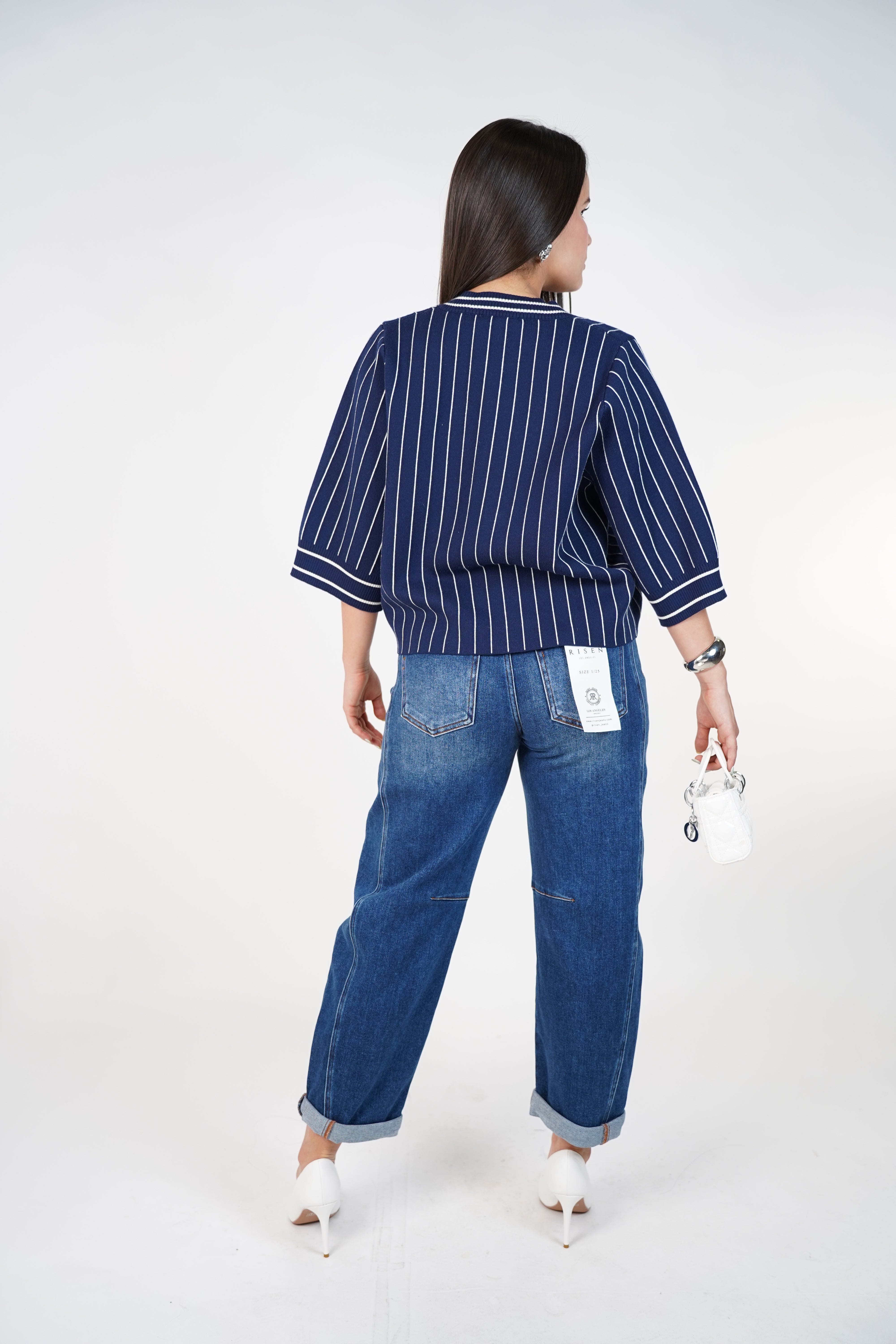 Velisse Cropped Barrel Cuffed Jeans – Relaxed Sculpted Denim