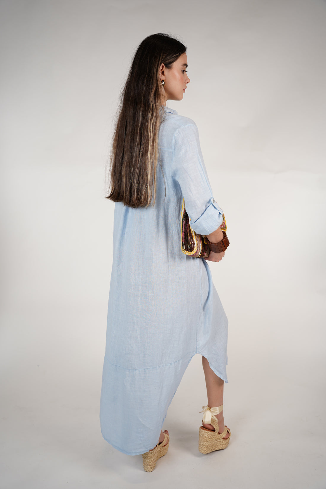 Marzei Linen Maxi Dress – Button-Down Long Shirt Dress, One Size, Multiple Colors