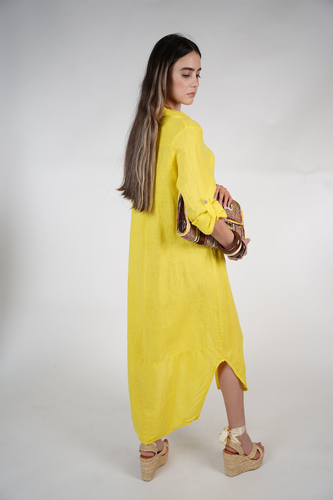 Marzei Linen Maxi Dress – Button-Down Long Shirt Dress, One Size, Multiple Colors