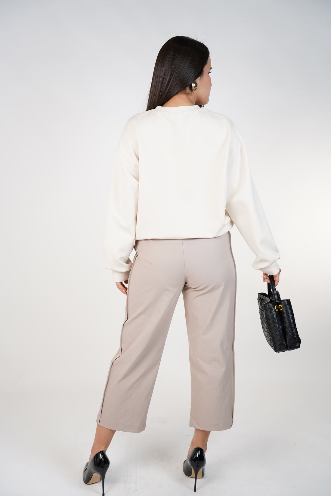 Auria Belted Cropped Pants | Brown Tailored Cropped Trousers
