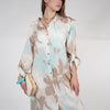 Aylin Stamped Linen Dress – Bright Yellow & Lime Button-Down Shirt Dress