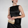 Vella Bow Mini Dress – Black Satin Open-Back Dress with Oversized Bow