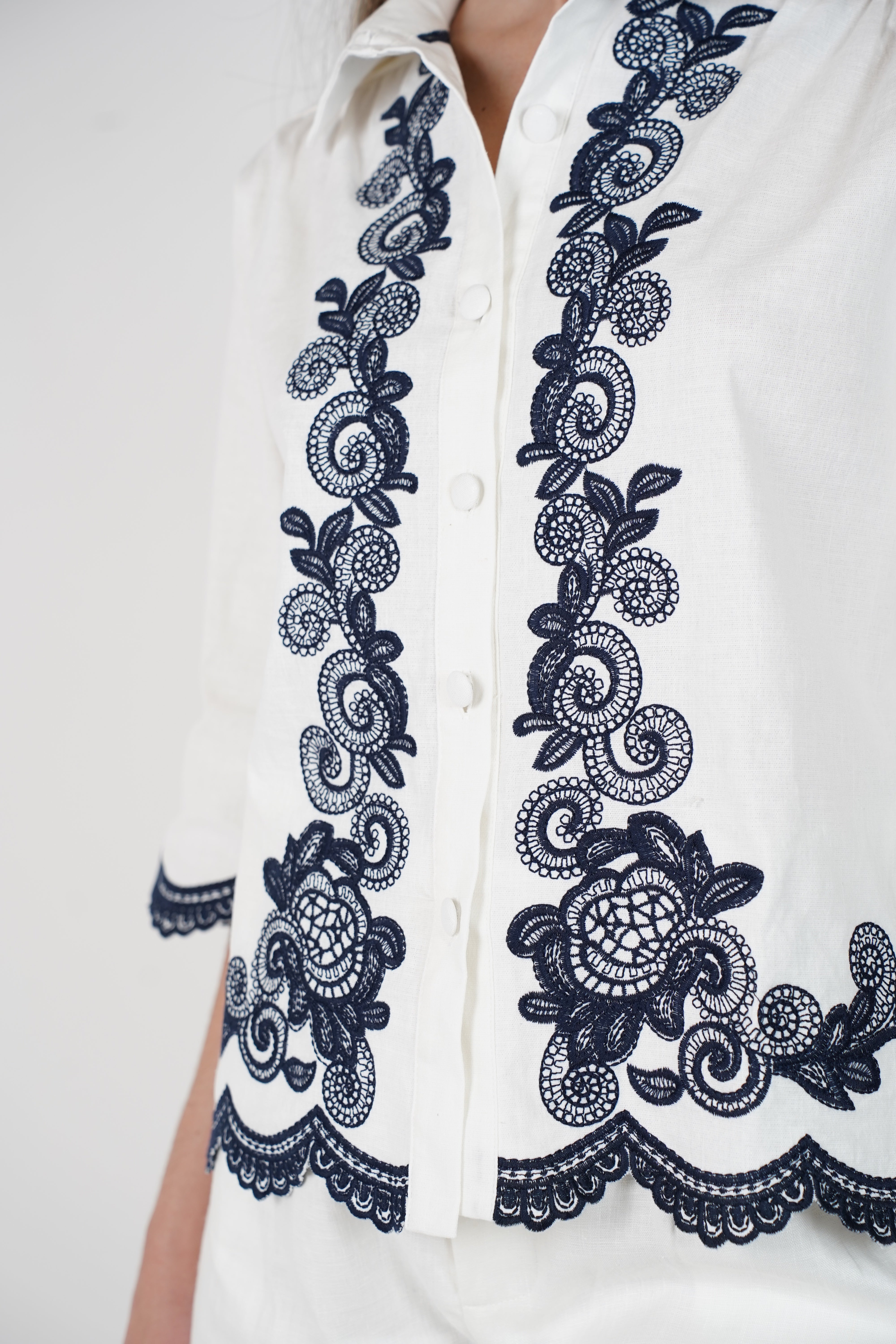 Rihanna Embroidered Button Down – Classic with a Modern Twist