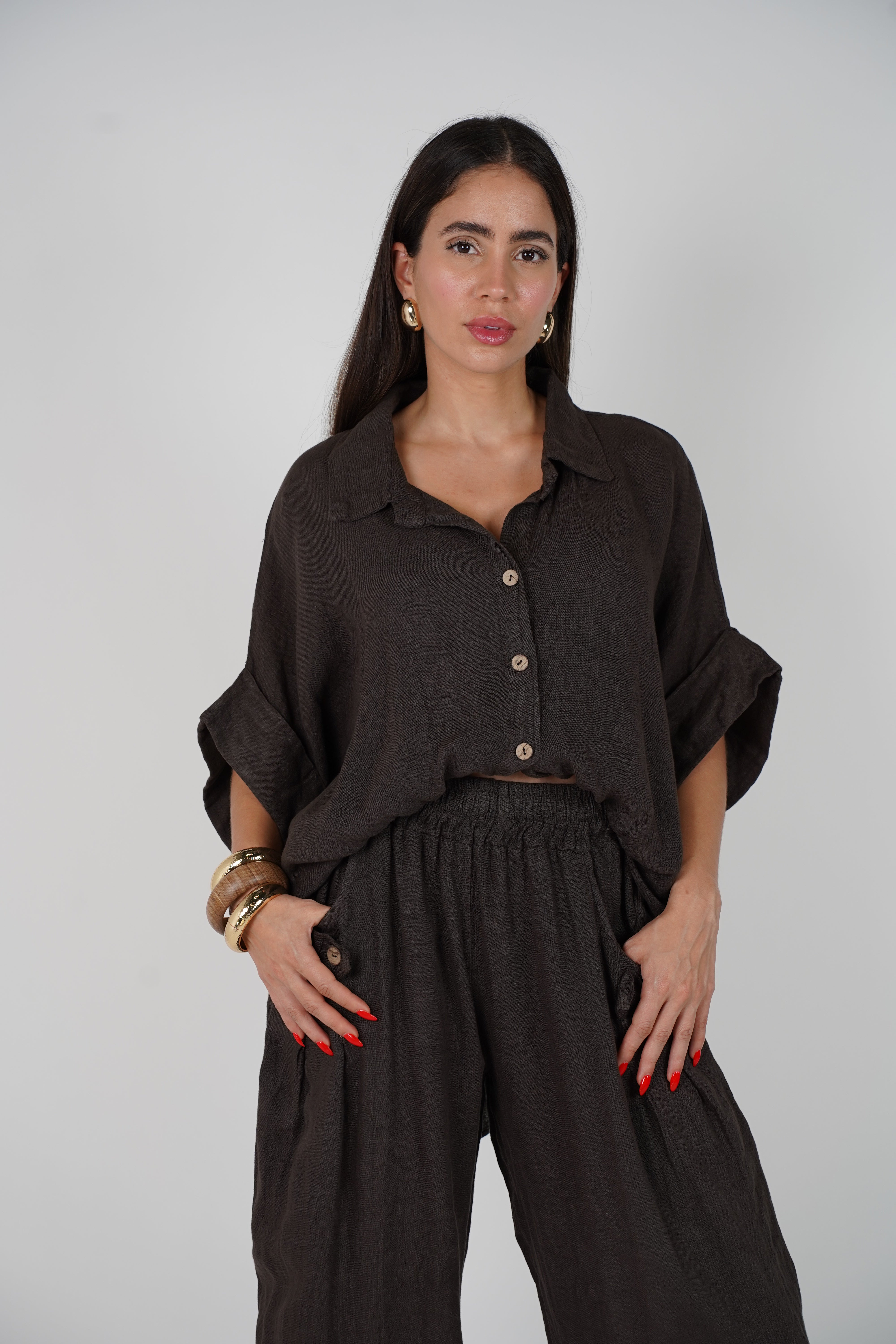 Jovina Linen Flower Pants Set – Effortless Breezy Style