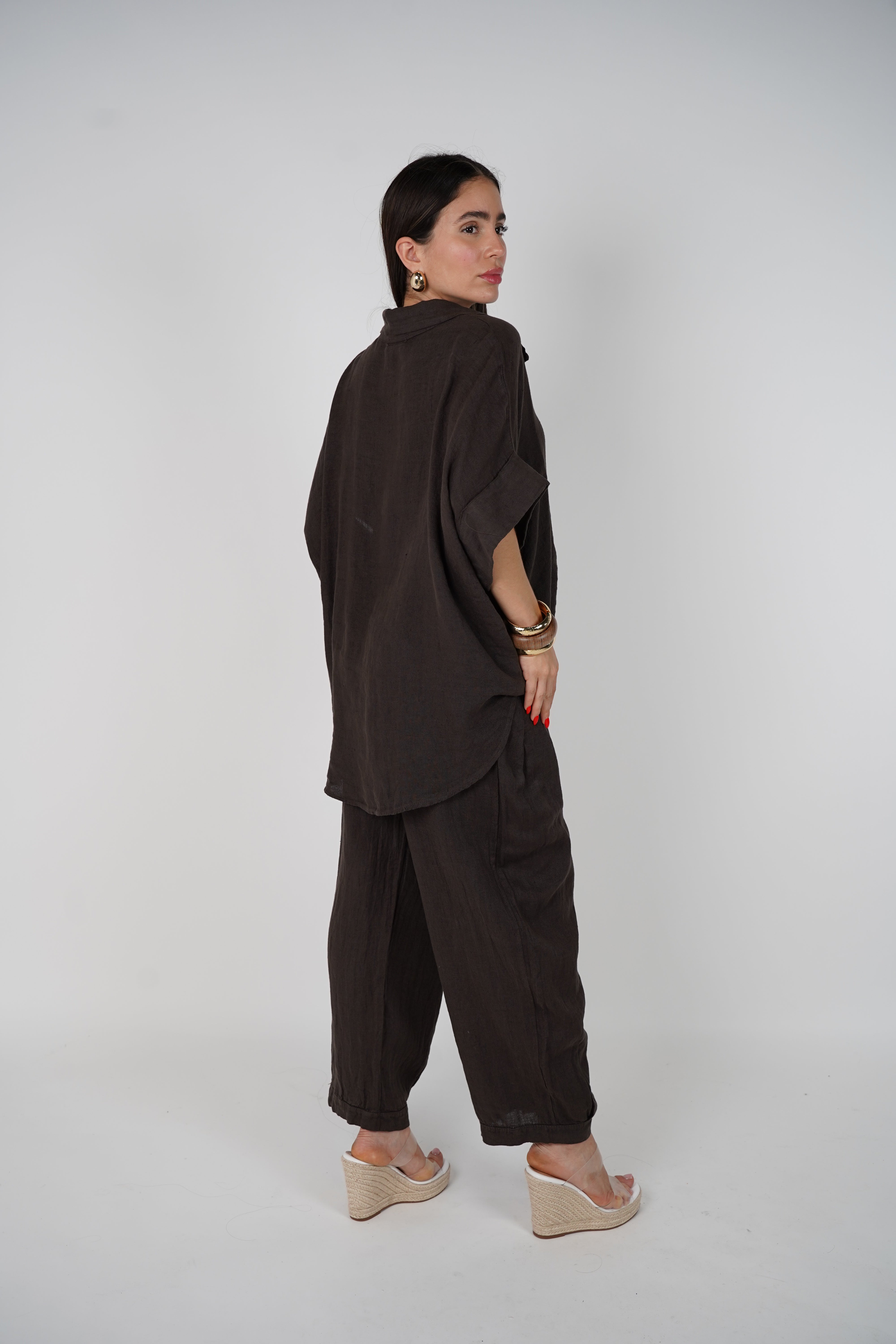 Jovina Linen Flower Pants Set – Effortless Breezy Style