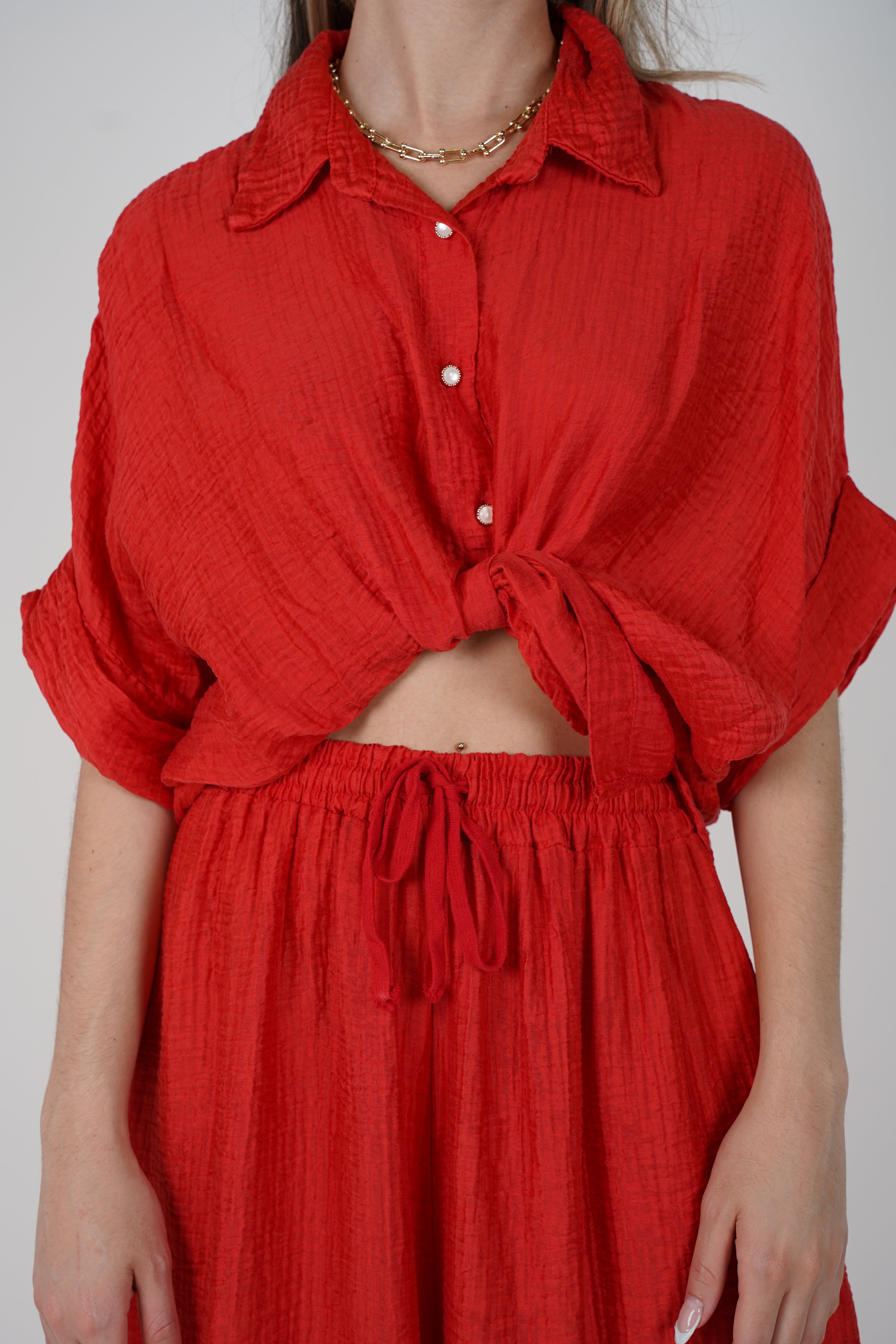 Evelyn Oversized Pants Set – Flowy Button Top & Wide-Leg Pants, One Size, Multiple Colors