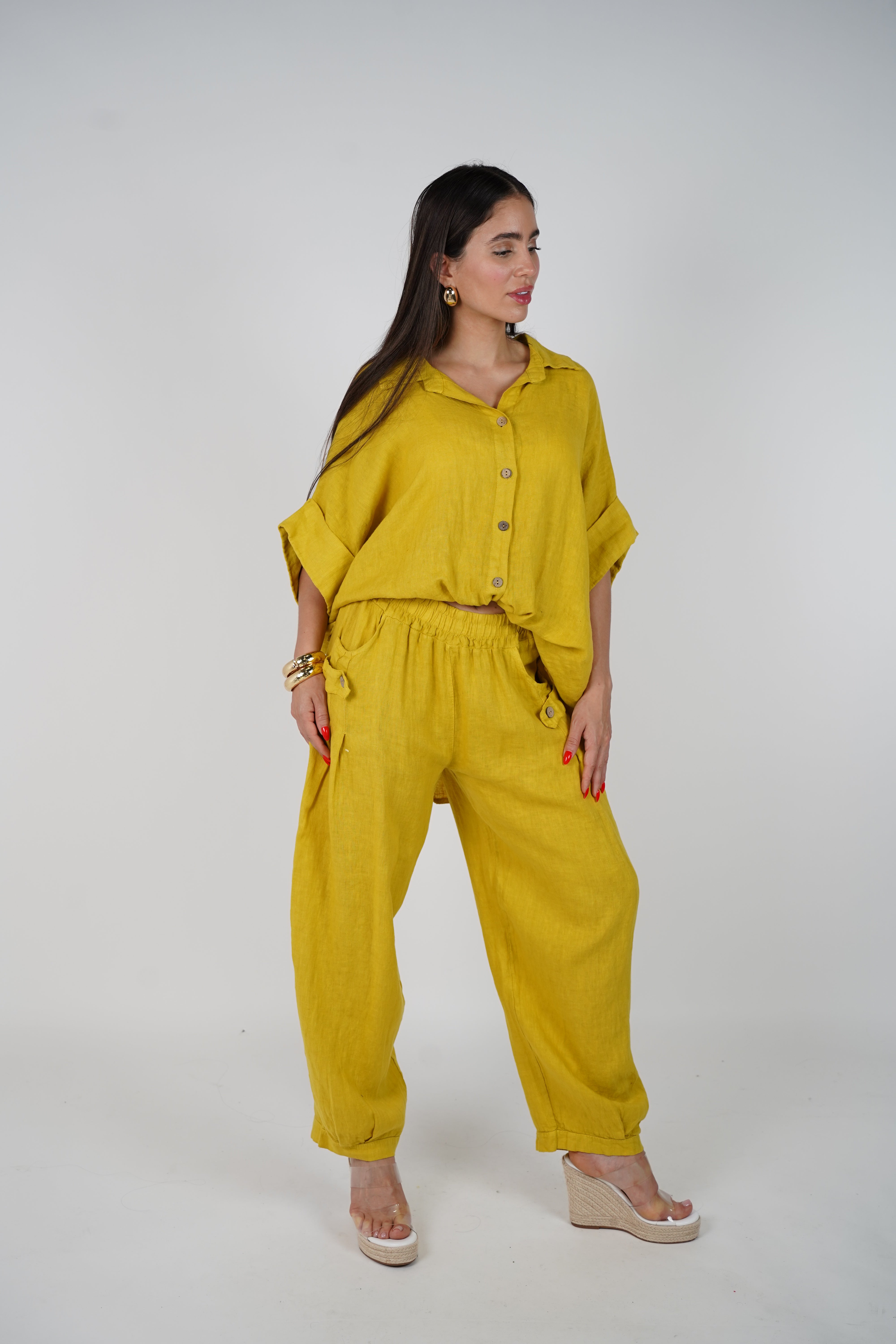 Jovina Linen Flower Pants Set – Effortless Breezy Style