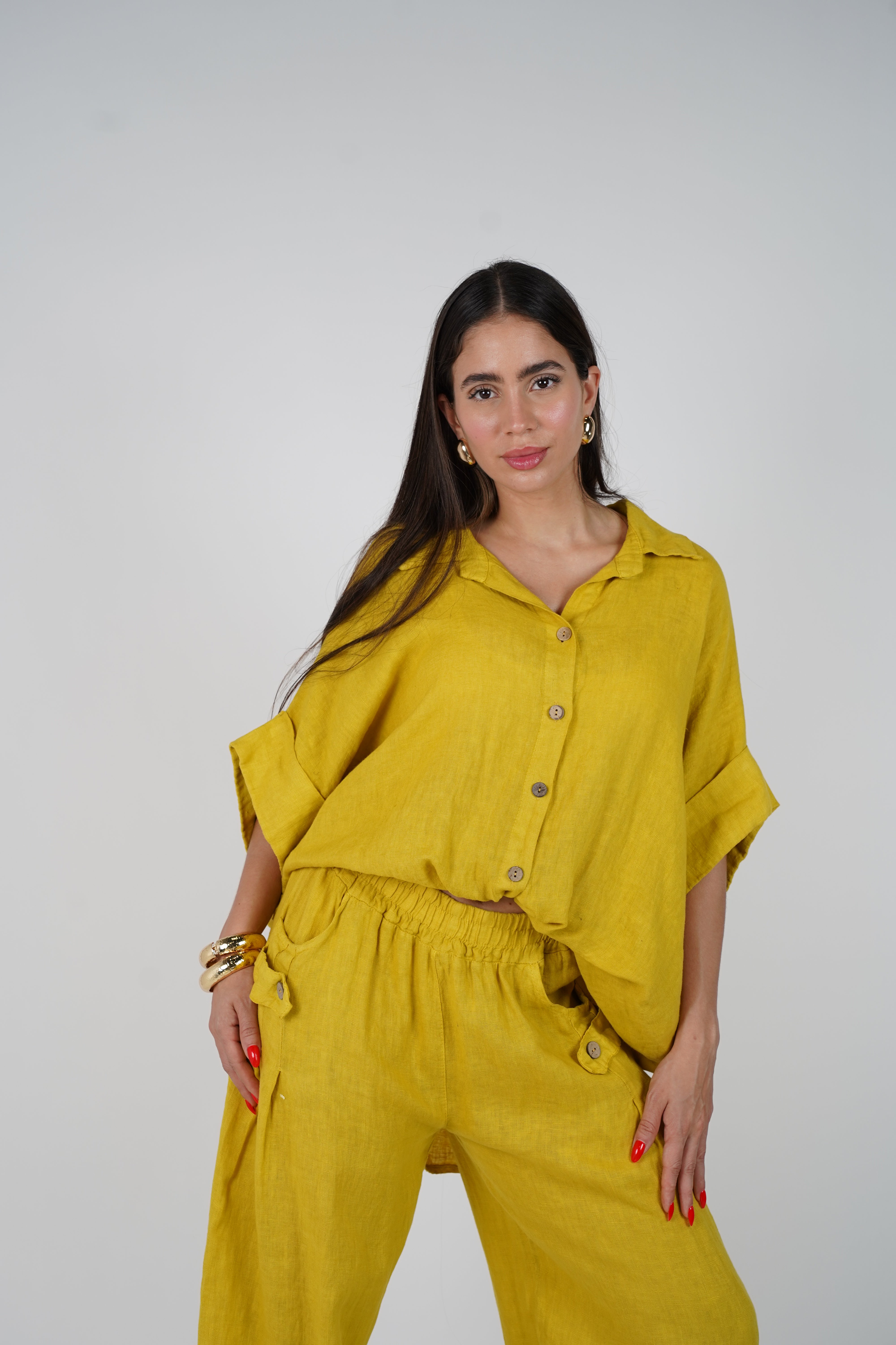 Jovina Linen Flower Pants Set – Effortless Breezy Style