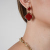 Zary Clover Earrings – Bold Double Clover Drop in Orange Enamel