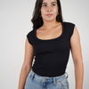 Tysa Ribbed Basic Bodysuit – Soft Stretch with Clean Scoop Neck