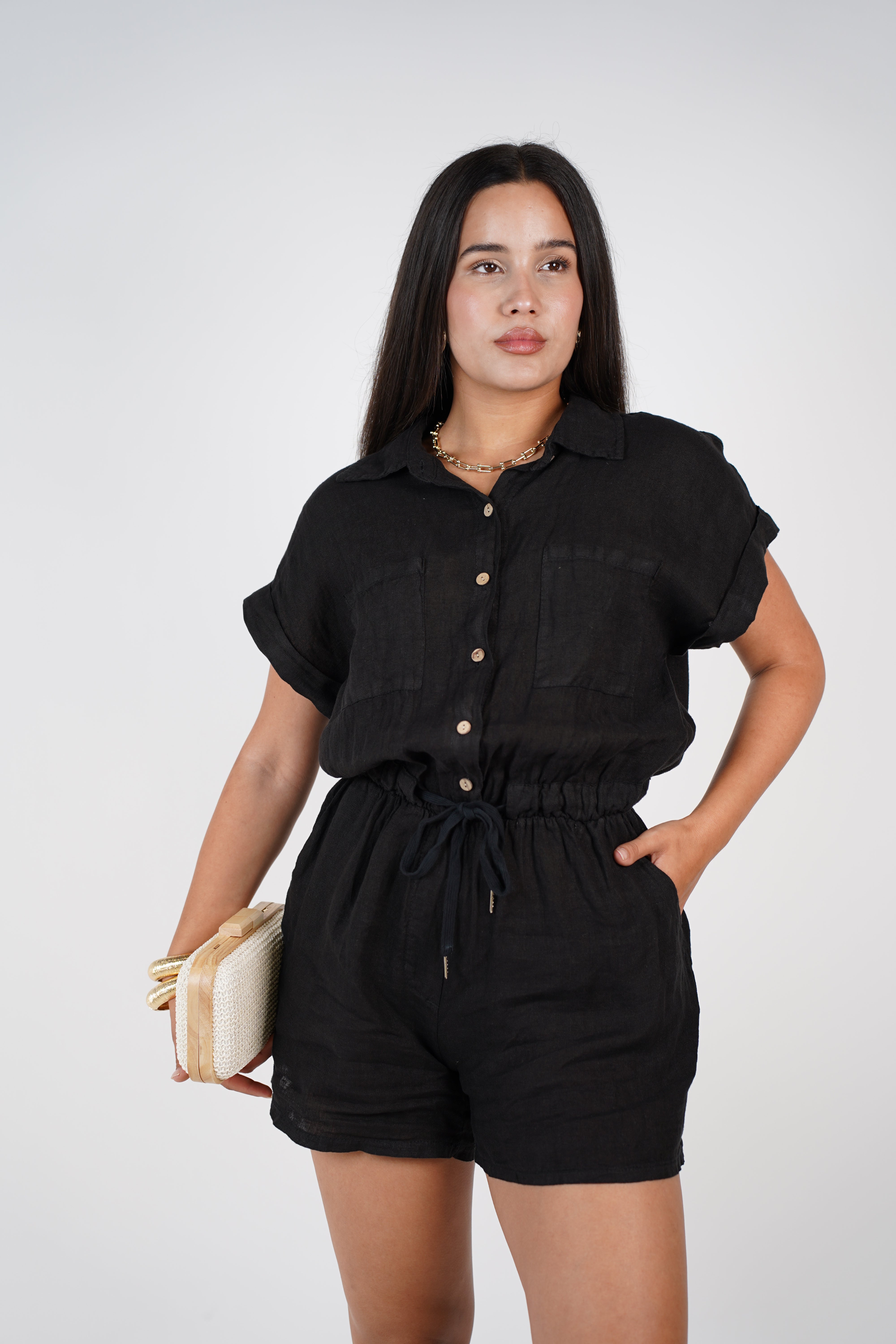 Karo Linen Romper – Easygoing Style, Effortless Cool