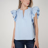 Delyra Top – Soft Blue Ruffle Sleeve Blouse