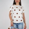 Lysha Top – Polka Dot Casual Top in Cream, One Size