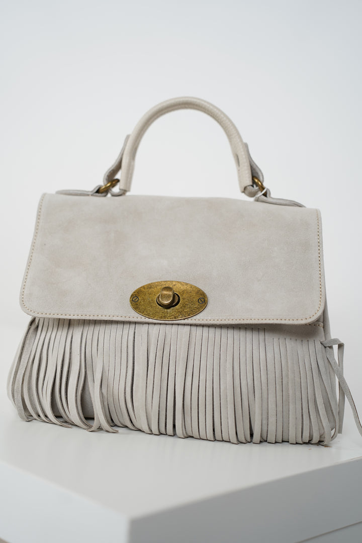 Rosae Bag – Fringe-Trimmed Suede Elegance