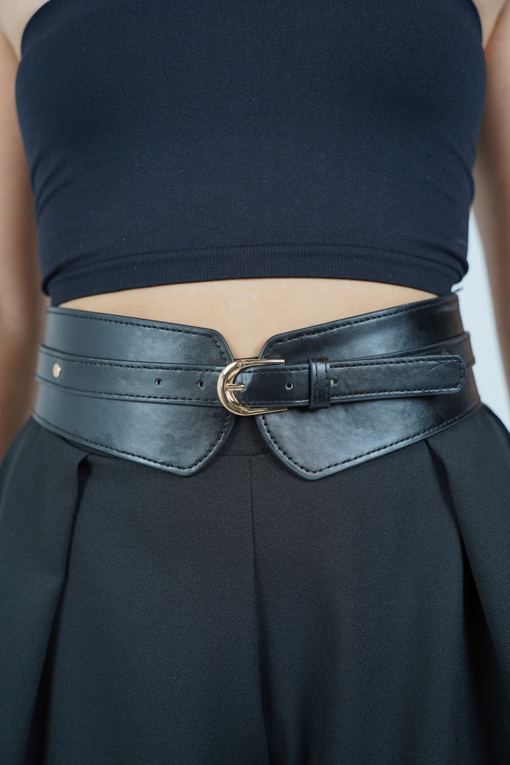 Keisa Elastic Thick Belt – Waist-Sculpting Faux Leather Belt