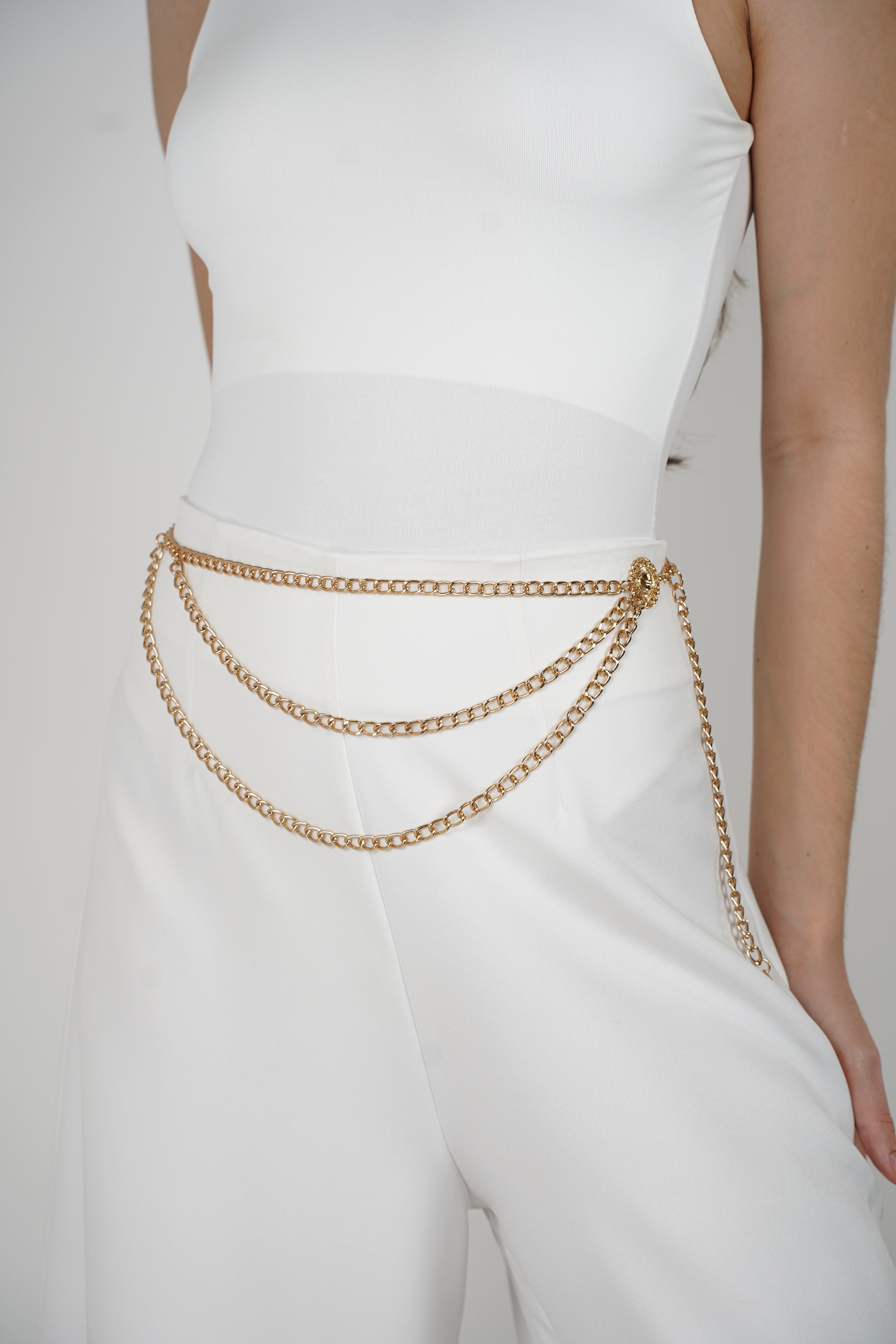 Vionella Chain Belt – Layered Gold Chain Waist Accessory
