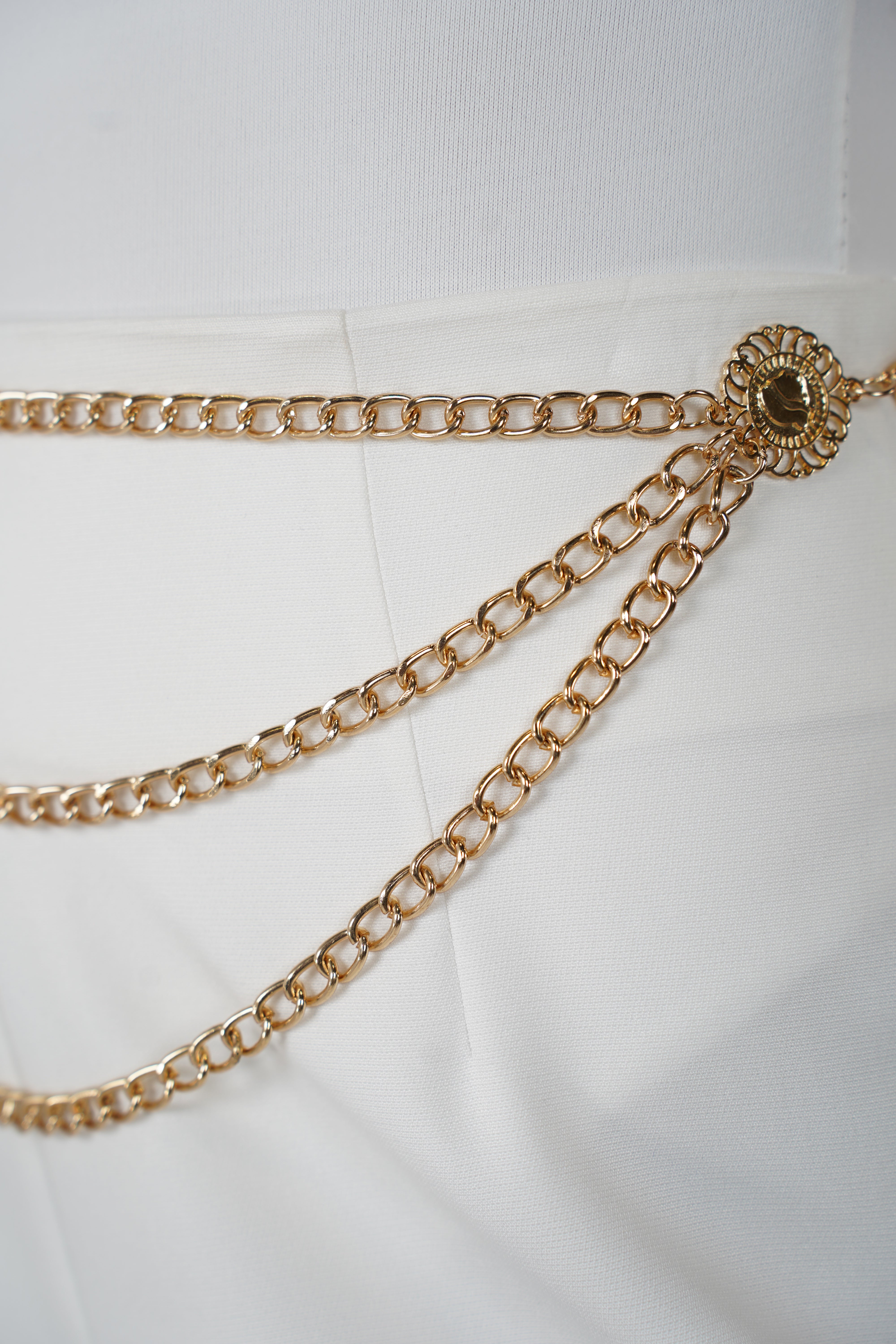Vionella Chain Belt – Layered Gold Chain Waist Accessory