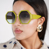 Kavi Chunky Sunglasses – Bold Geometric Frame in Chartreuse