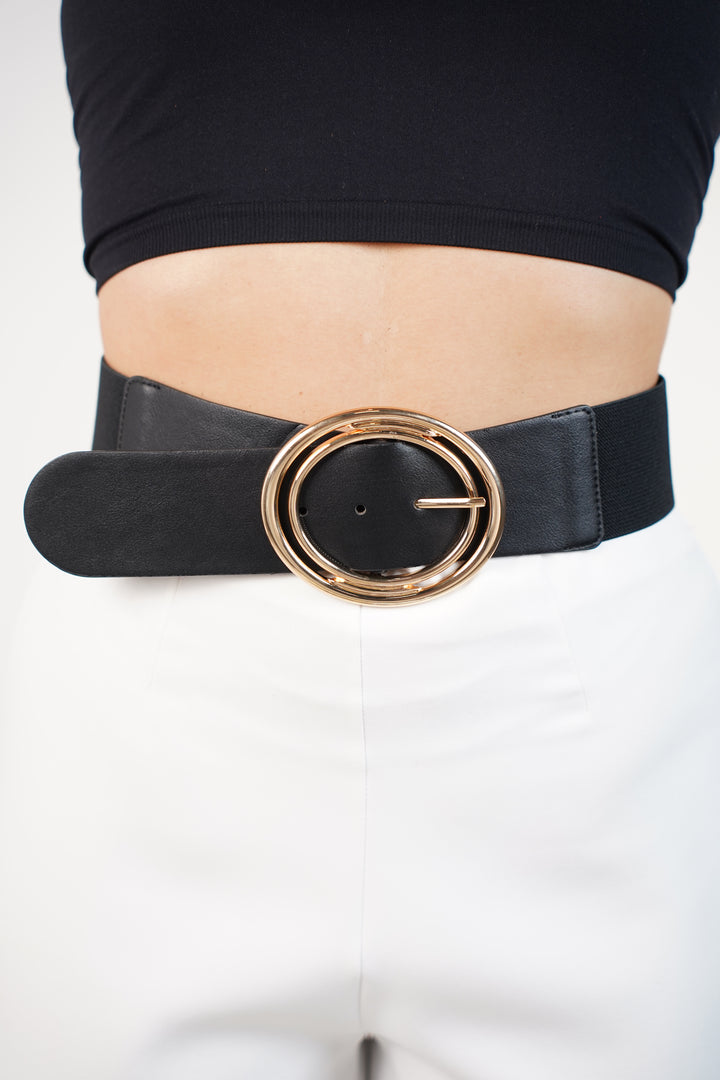 Elarose Oval Textured Belt – Elegant Sculpted Buckle Statement Belt