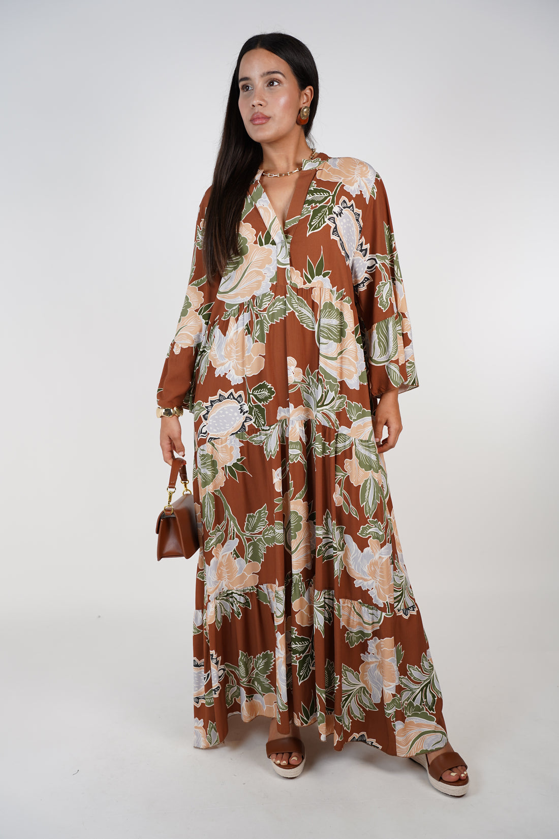 Hailey Stamped Maxi Dress – Flowing Floral Statement