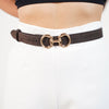 Aurevia Suede Ferma Belt – Gold Horsebit Accent Belt