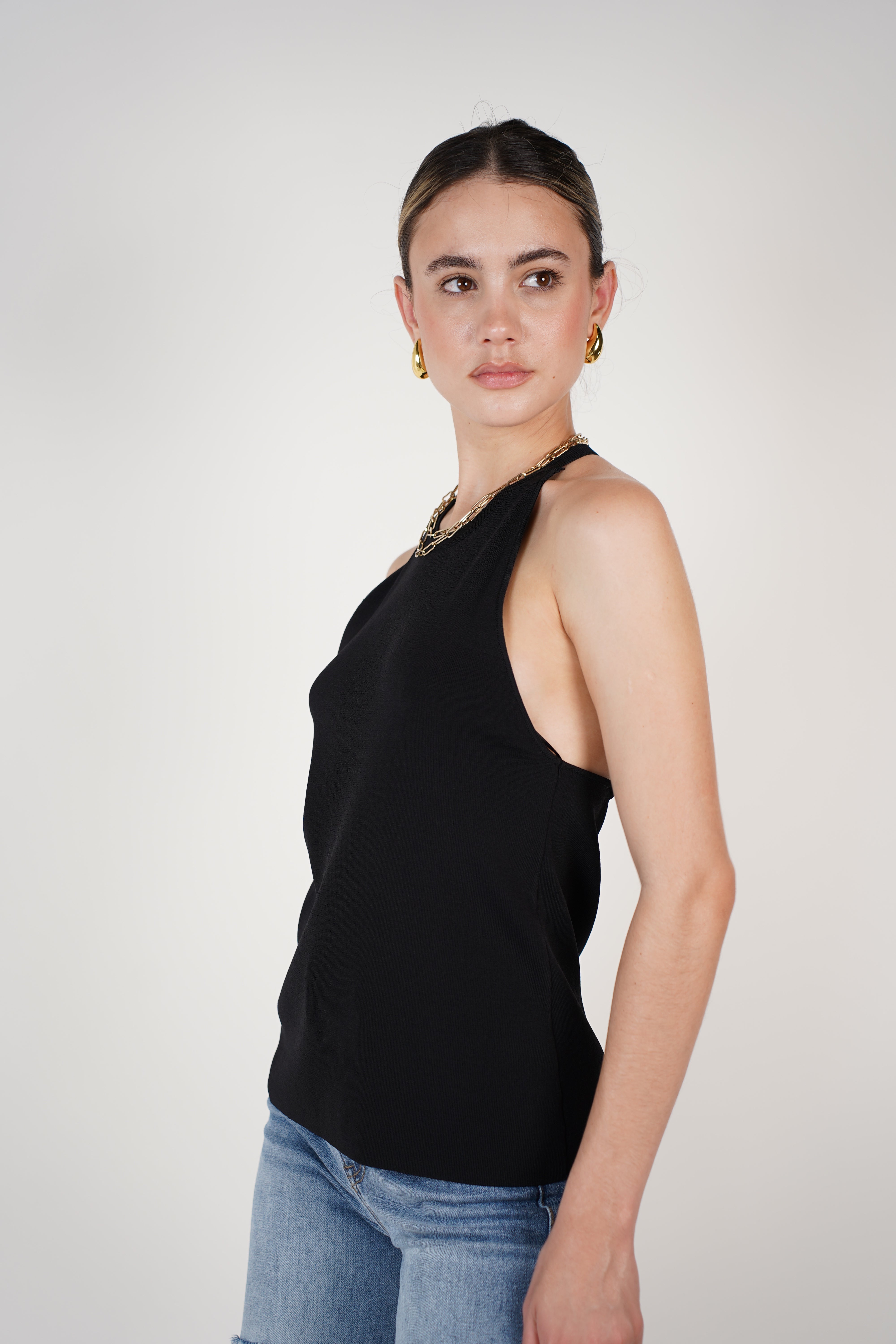 Adina Top – Black Halter Knit Tank