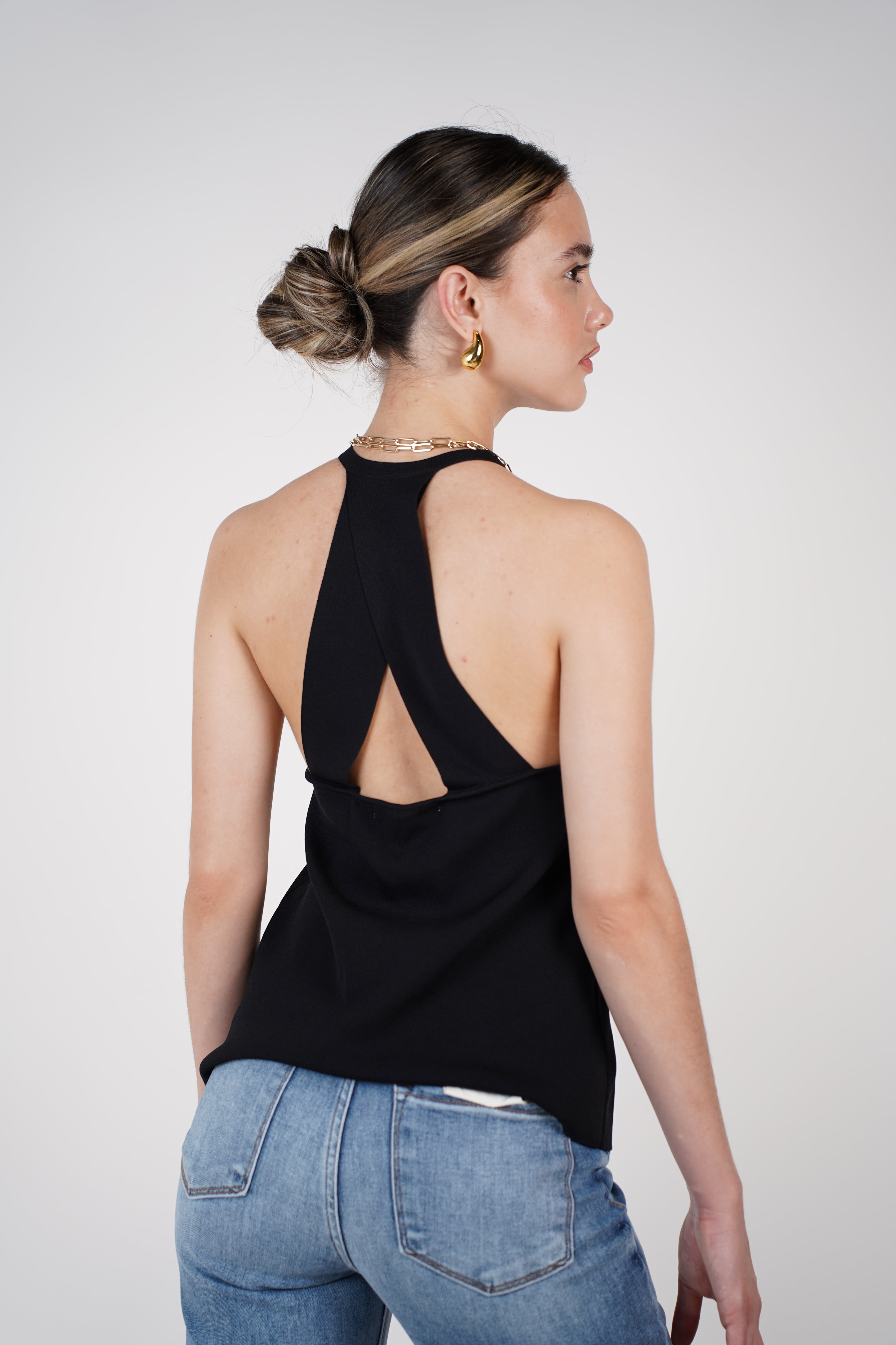 Adina Top – Black Halter Knit Tank