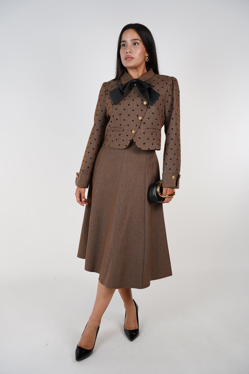 Yolanda Set – Polka Dot Blazer & Midi Skirt