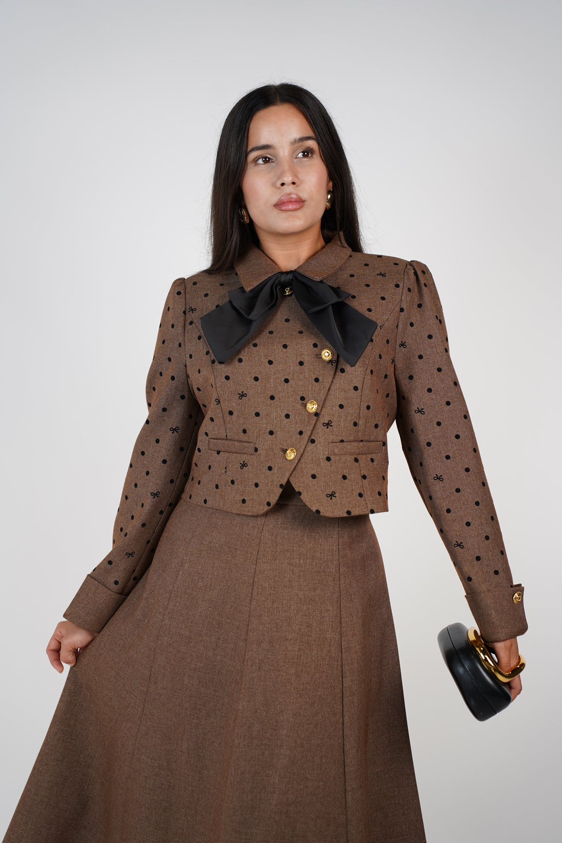Yolanda Set – Polka Dot Blazer & Midi Skirt